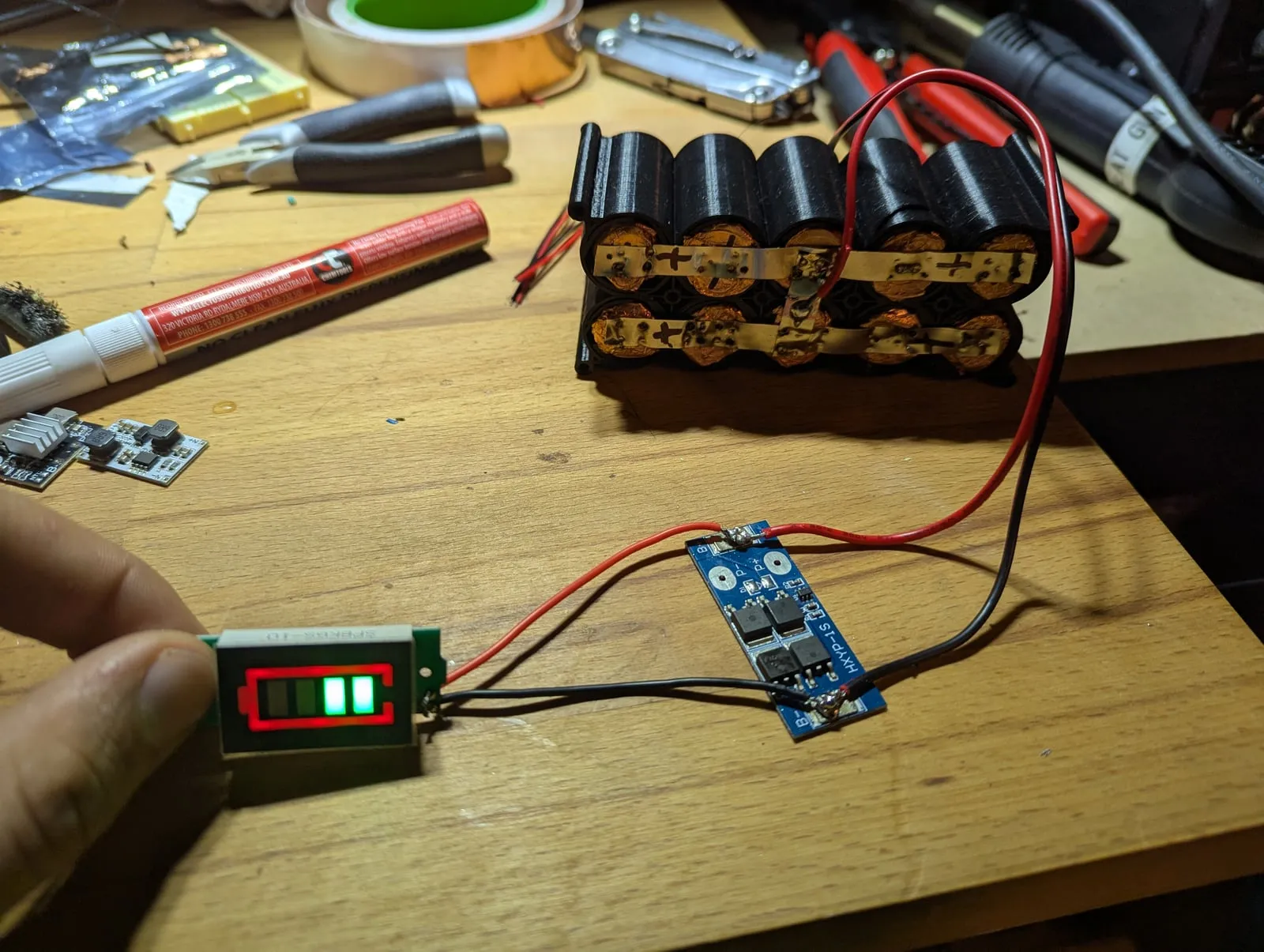 Battery Connected with Indicator and BMS